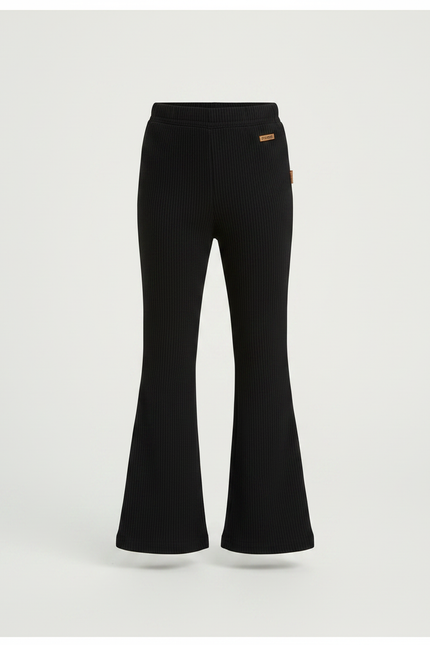 Pantalon Patte D'Éléphant Noir Côtelé Évasé Enfant Décontracté - Maille - vue 3