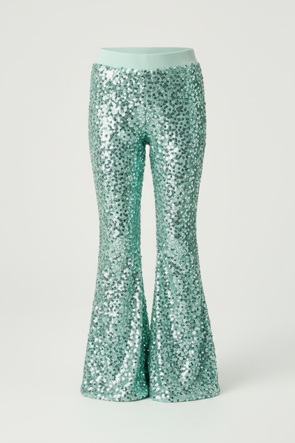Pantalon Patte D'Éléphant Paillettes Vert Menthe Évasé Fille - Polyester - vue 3