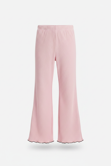 Pantalon Patte D'Éléphant Rose Côtelé Ondulé Confortable Enfant - Maille - vue 3