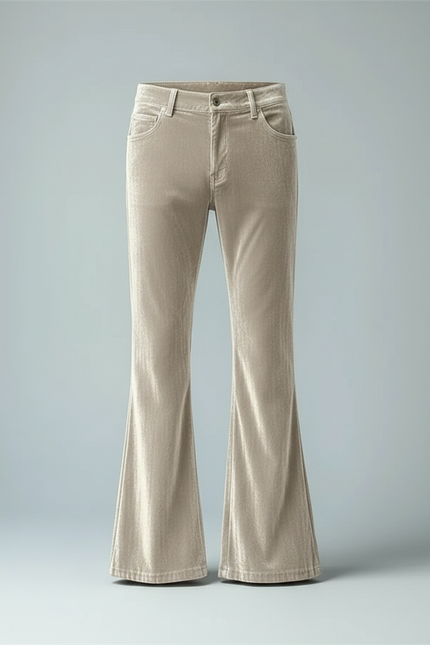 Pantalon Patte D'Éléphant Velours Beige Homme Décontracté - vue 3