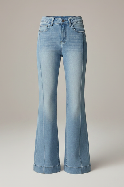 Pantalon Patte D'Éléphant Bleu Clair Denim Évasé Taille Haute - Jean - vue 3