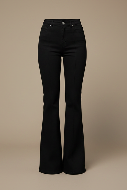 Pantalon Patte D'Éléphant Femme Noir Flare Stretch - Maille - vue 3
