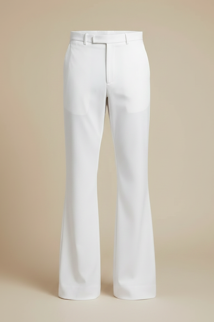 Pantalon Patte D'Éléphant Blanc Évasé Homme Élégant Décontracté - Gabardine - vue 3
