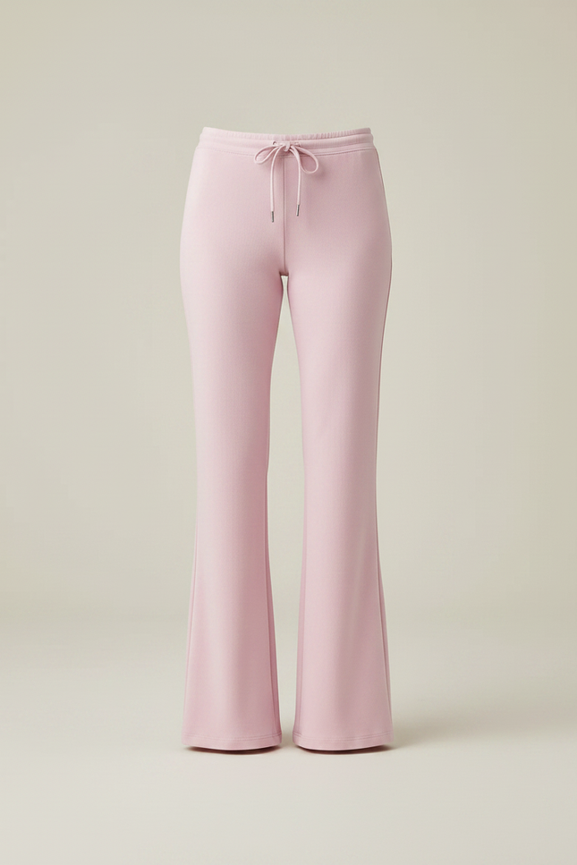 Pantalon Patte D'Éléphant Rose Fluide Décontracté Cordon Femme - Molleton - vue 3