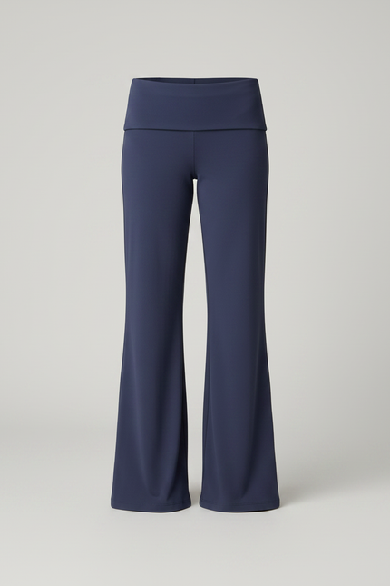 Pantalon Patte D'Éléphant Bleu Marine Taille Basse Fluide Confortable - Maille - vue 3