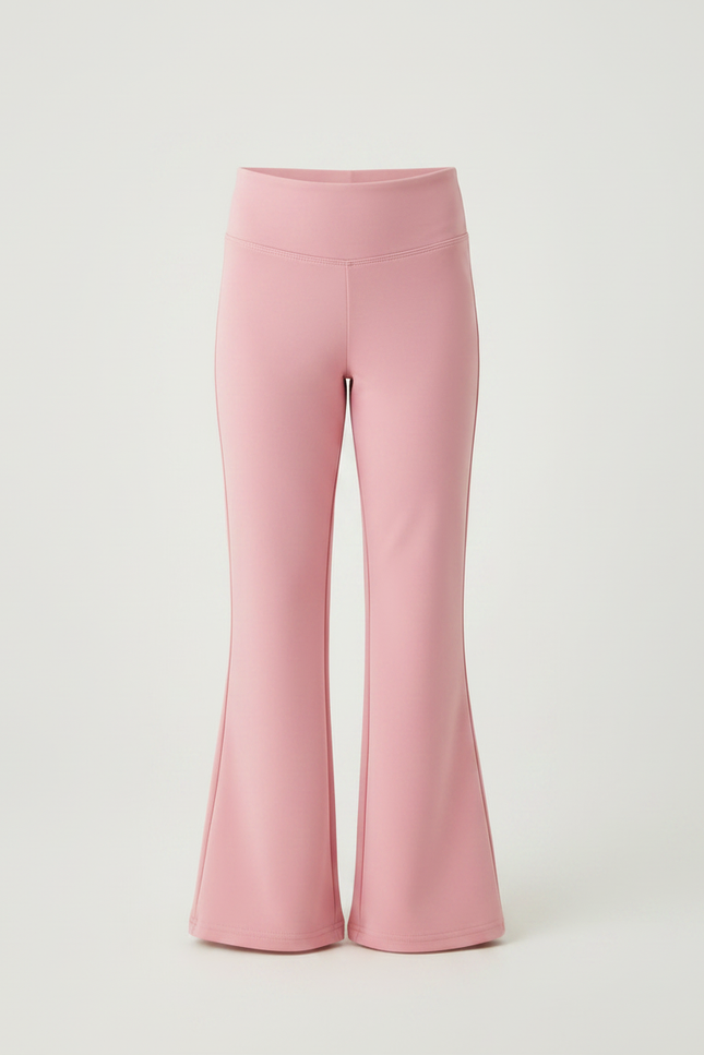 Pantalon Patte D'Éléphant Rose Taille Haute Élastique Fille - Maille - vue 3