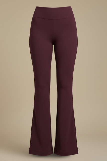 Pantalon Patte D'Éléphant Bordeaux Taille Haute Évasé Confortable - Maille - vue 3