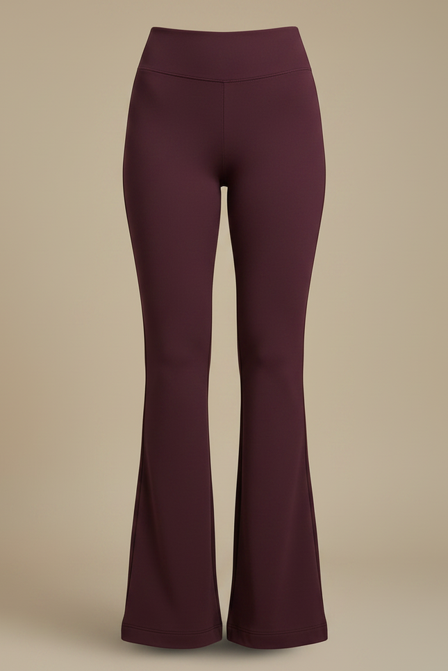 Pantalon Patte D'Éléphant Bordeaux Taille Haute Évasé Confortable - Maille - vue 3