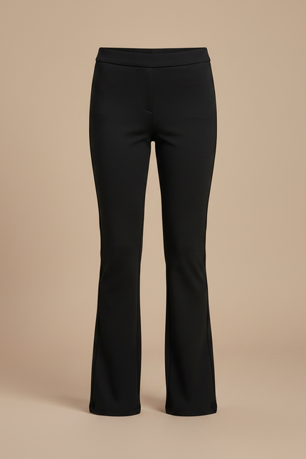 Pantalon Patte D'Éléphant Noir Uni Ajusté Fille - Maille - vue 3