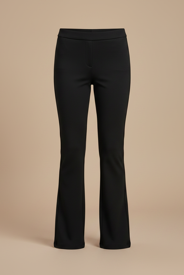 Pantalon Patte D'Éléphant Noir Uni Ajusté Fille - Maille - vue 3