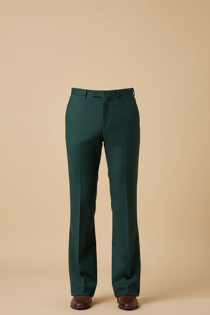 Pantalon Patte D'Éléphant Vert Émeraude Homme Ajusté Élégant - Gabardine - vue 3