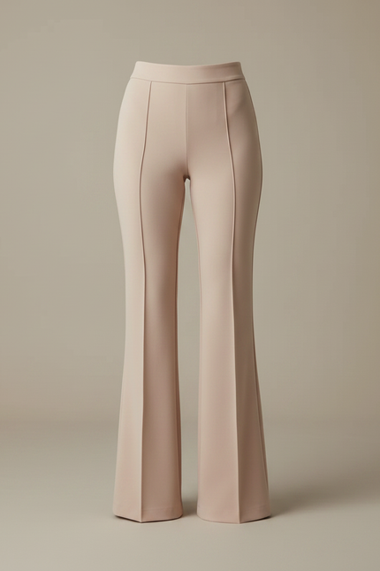 Pantalon Patte D'Éléphant Beige Taille Haute Fluide Élégant - Polyester - vue 3