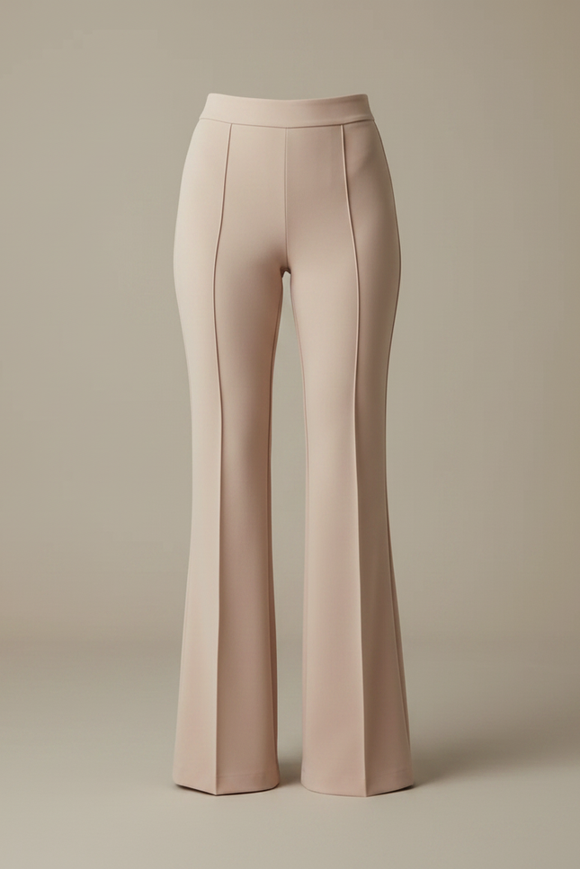 Pantalon Patte D'Éléphant Beige Taille Haute Fluide Élégant - Polyester - vue 3