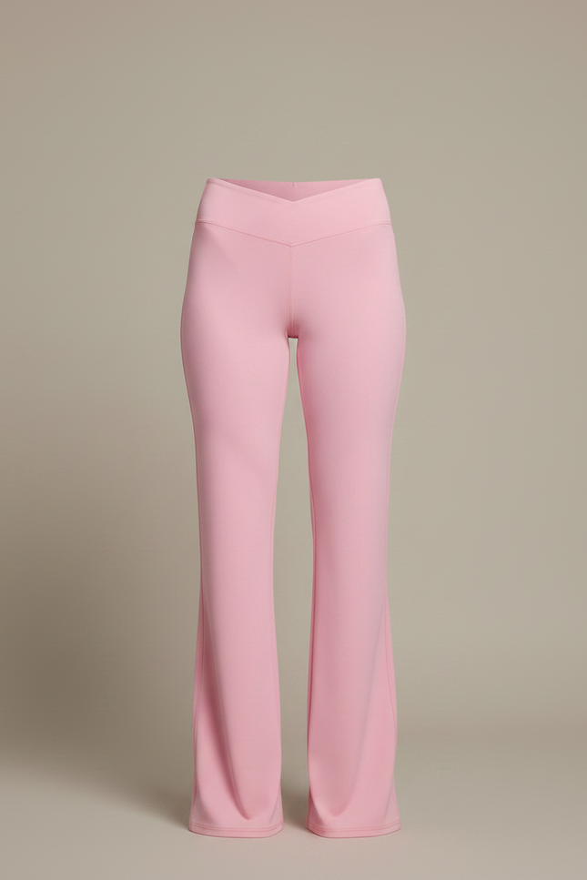 Pantalon Patte D'Éléphant Rose Poudré Taille Haute Confortable - Polyester - vue 3