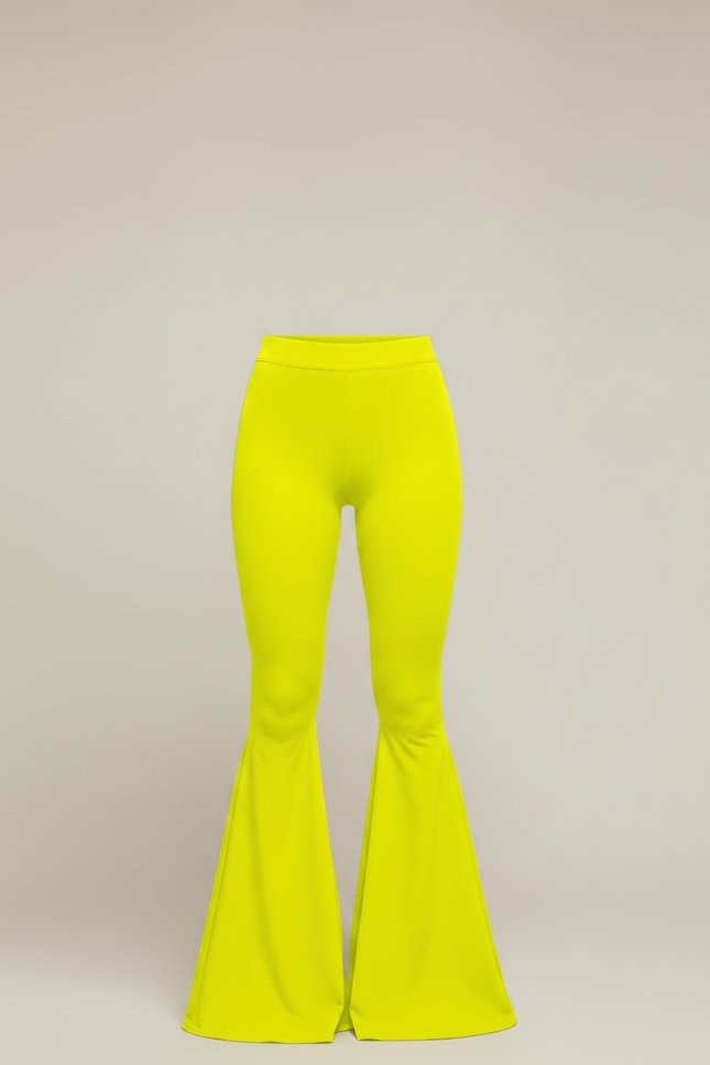 Pantalon Patte D'Éléphant Jaune Élastique Taille Haute Fluide - Maille - vue 3