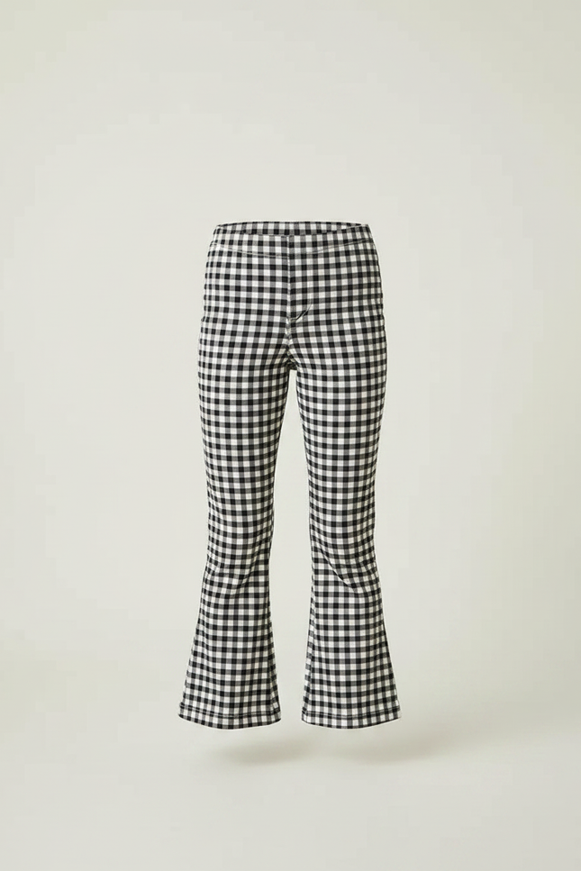 Pantalon Patte D'Éléphant Noir Blanc Vichy Évasé Fille Élégant - Multicolore Coton - vue 3