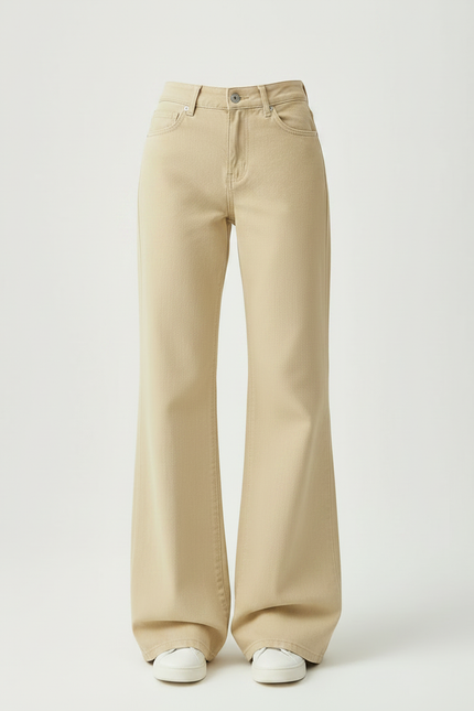 Pantalon Patte D'Éléphant Kaki Ample Vintage Taille Haute - Jean - vue 3