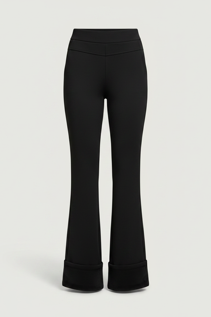 Pantalon Patte D'Éléphant Noir Évasé Taille Haute Hiver - Maille - vue 3