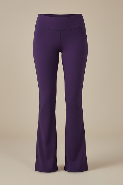Pantalon Patte D'Éléphant Violet Taille Haute Poches Évasé Élégant - Polyester - vue 3