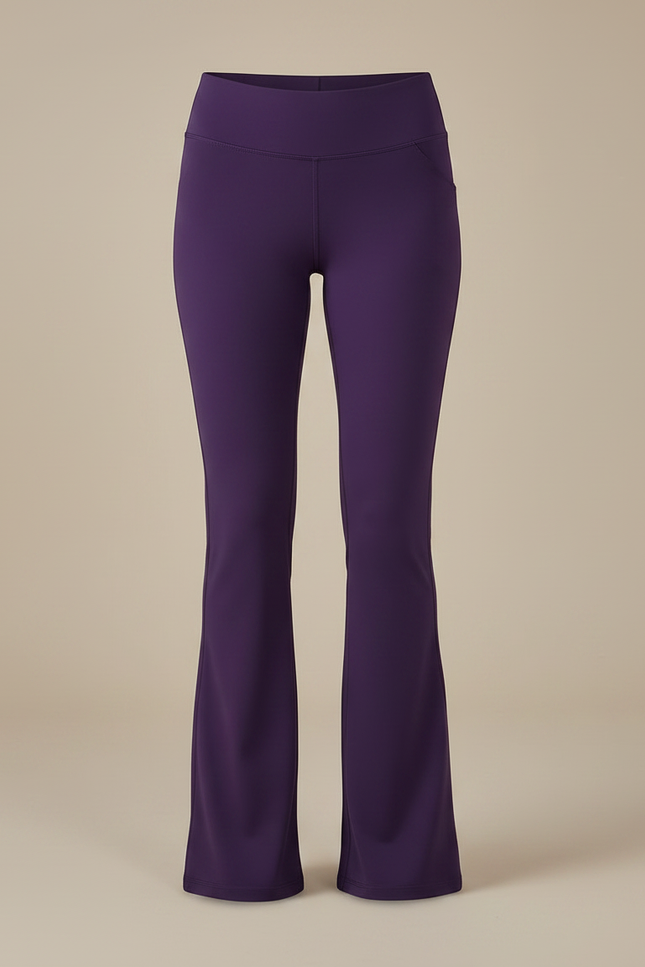Pantalon Patte D'Éléphant Violet Taille Haute Poches Évasé Élégant - Polyester - vue 3