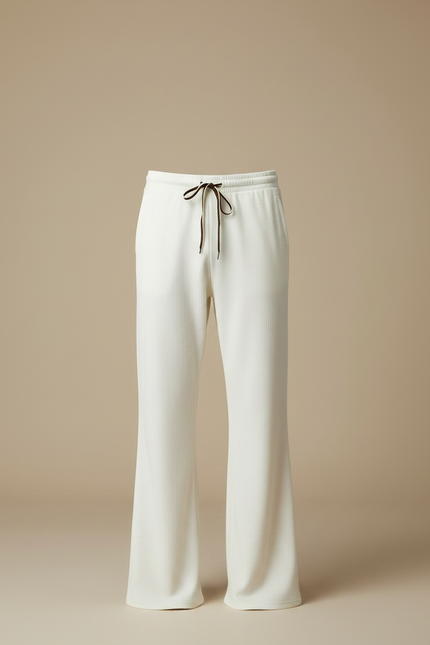 Pantalon Patte D'Éléphant Blanc Cassé Ample Décontracté Homme - Maille - vue 3