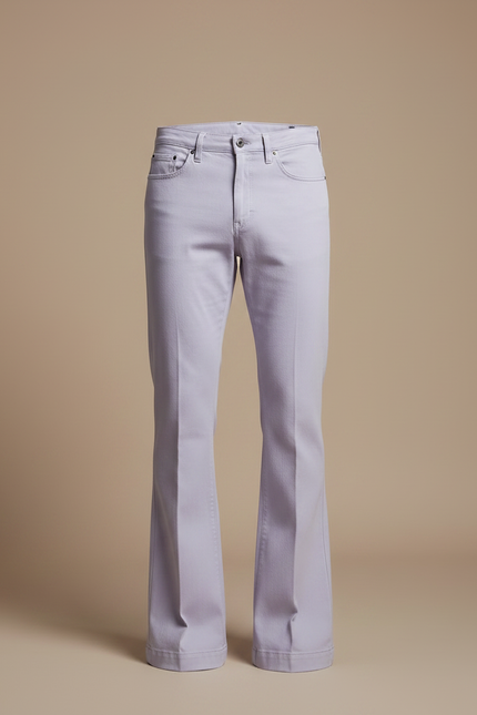 Pantalon Patte D'Éléphant Lilas Uni Coton Vintage Homme - Violet - vue 3