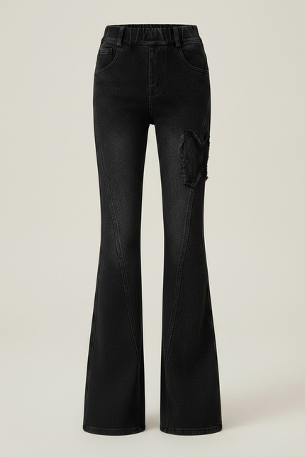 Pantalon Patte D'Éléphant Noir Vintage Papillon Fille - Jean - vue 3