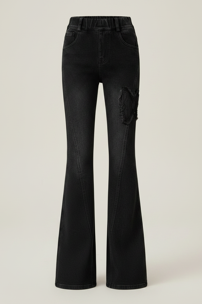 Pantalon Patte D'Éléphant Noir Vintage Papillon Fille - Jean - vue 3