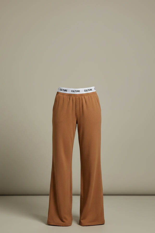 Pantalon Patte D'Éléphant Marron Évasé Confortable Décontracté Femme - Molleton - vue 3