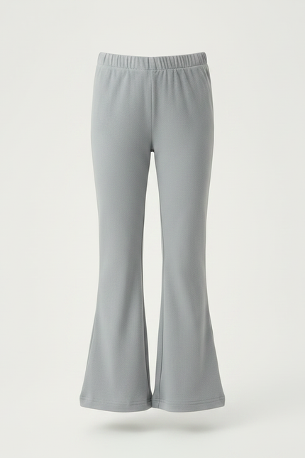 Pantalon Patte D'Éléphant Gris Uni Extensible Confortable - Maille - vue 3