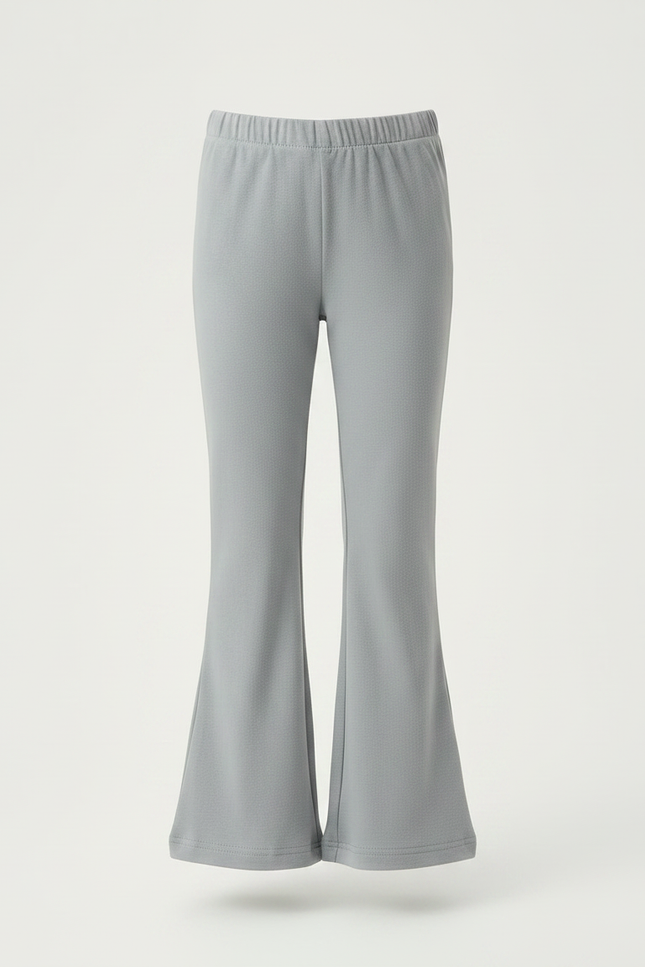 Pantalon Patte D'Éléphant Gris Uni Extensible Confortable - Maille - vue 3