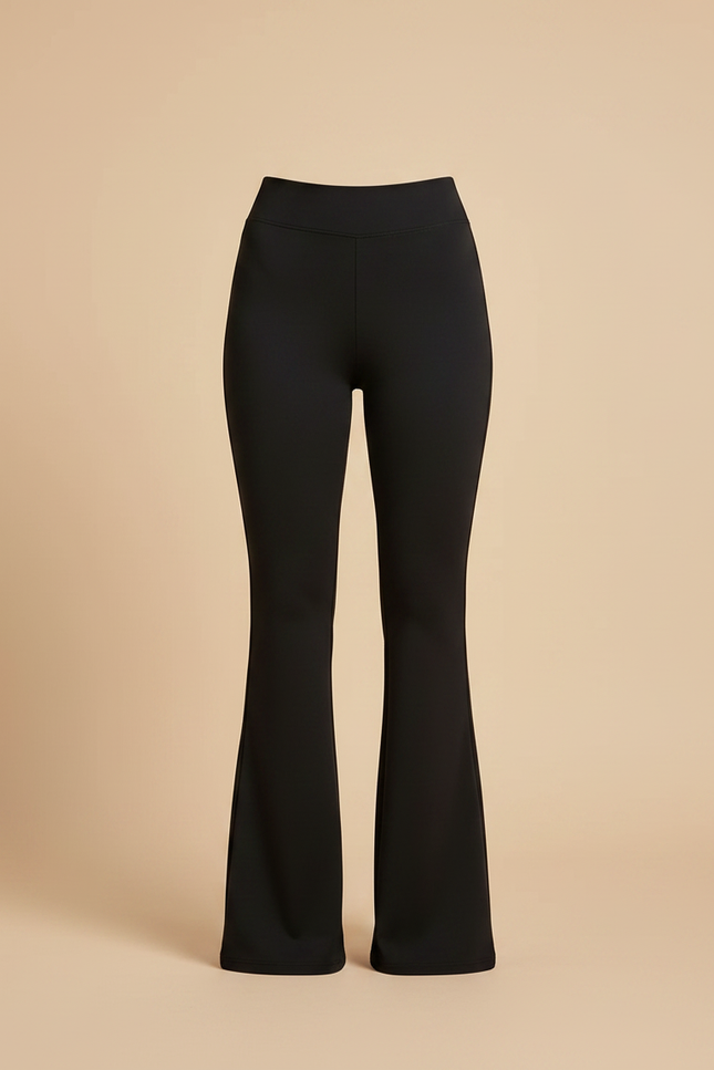 Pantalon Patte D'Éléphant Noir Taille Haute Stretch Élégant - Maille - vue 3