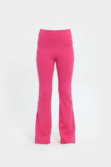 Pantalon Patte D'Éléphant Rose Vif Taille Haute Fluide - Polyester - vue 3