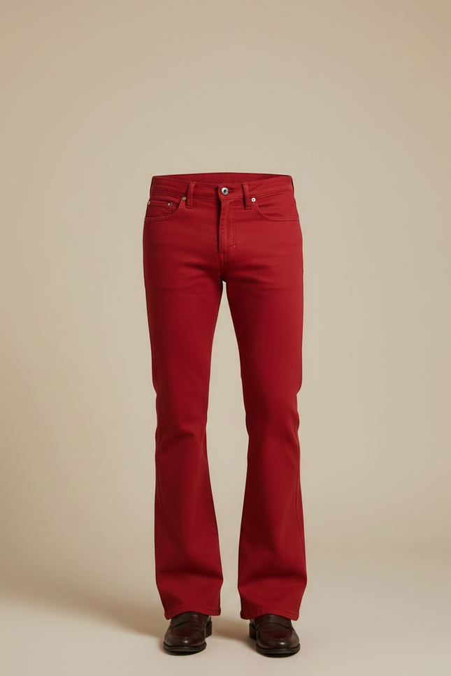 Pantalon Patte D'Éléphant Rouge Homme Évasé Décontracté Élégant - Coton - vue 3
