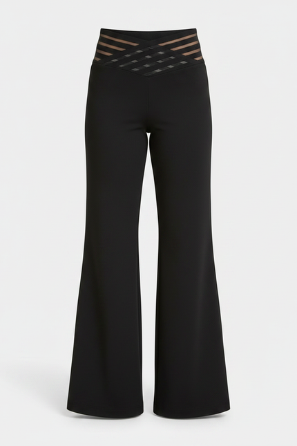 Pantalon Patte D'Éléphant Noir Évasé Maille Transparente Fille - Polyester - vue 3