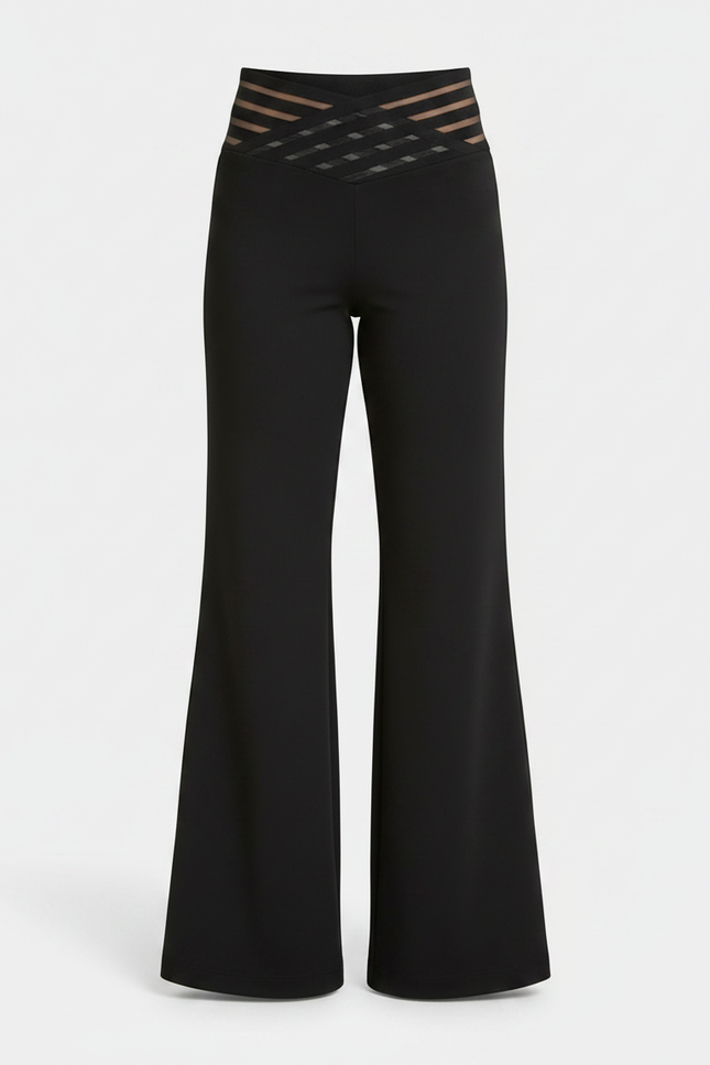 Pantalon Patte D'Éléphant Noir Évasé Maille Transparente Fille - Polyester - vue 3