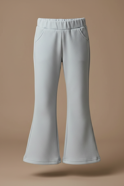 Pantalon Patte D'Éléphant Enfant Côtelé Gris Clair Confortable - Bleu Molleton - vue 3