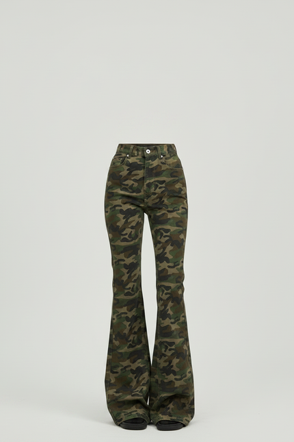 Pantalon Patte D'Éléphant Camouflage Militaire Évasé Rétro Femme - Imprimé Toile - vue 3