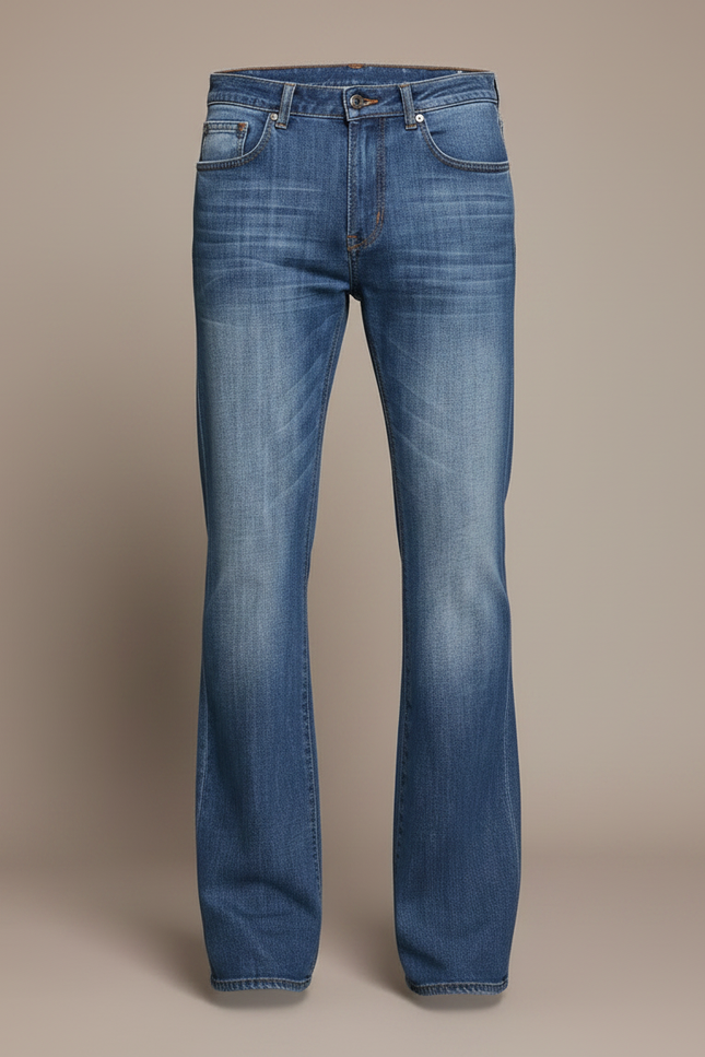 Pantalon Patte D'Éléphant Jean Bleu Classique Ample Homme - vue 3
