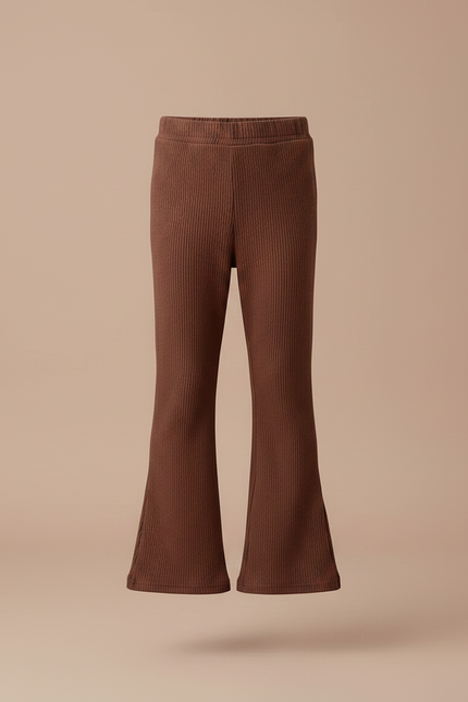 Pantalon Patte D'Éléphant Marron Côtelé Évasé Enfant Décontracté - Cordé - vue 3