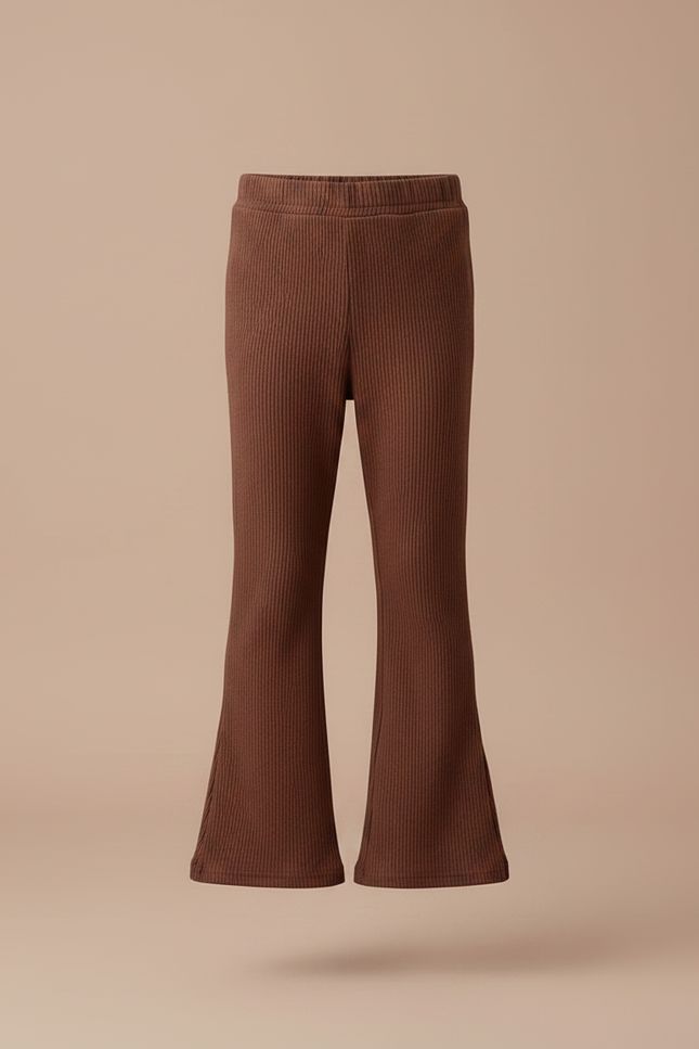 Pantalon Patte D'Éléphant Marron Côtelé Évasé Enfant Décontracté - Cordé - vue 3