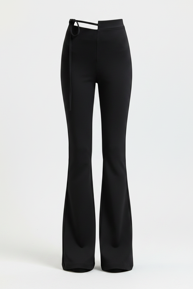 Pantalon Patte D'Éléphant Noir Taille Haute Évasé Fille - Polyester - vue 3