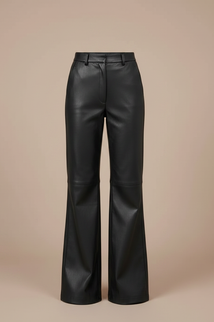 Pantalon Patte D'Éléphant Noir Similicuir Taille Haute Décontracté - Simili cuir - vue 3