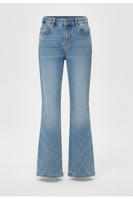 Pantalon Patte D'Éléphant Jean Bleu Paillettes Évasé Enfant - vue 3