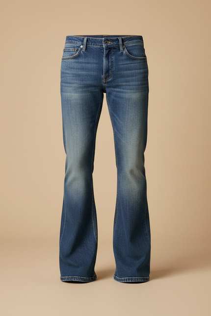 Pantalon Patte D'Éléphant Homme Bleu Denim Vintage Évasé - Jean - vue 3