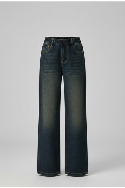 Pantalon Patte D'Éléphant Denim Ample Décontracté Enfant - Marine Jean - vue 3