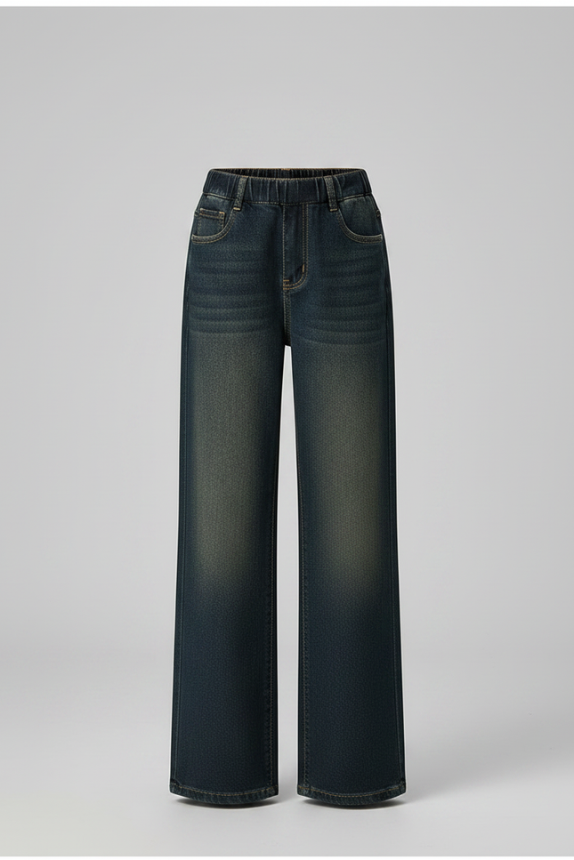 Pantalon Patte D'Éléphant Denim Ample Décontracté Enfant - Marine Jean - vue 3