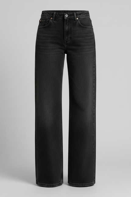 Pantalon Patte D'Éléphant Noir Évasé Décontracté Denim - Jean - vue 3