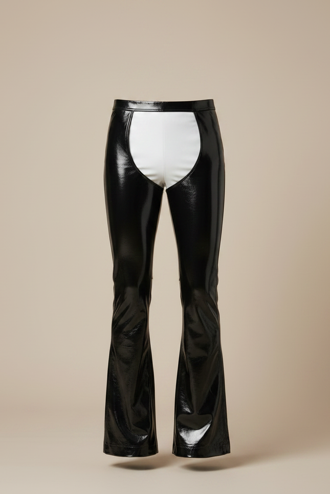 Pantalon Patte D'éléphant Sexy - Noir Simili cuir - vue 3