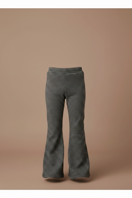 Pantalon Patte D'Éléphant Rayé Gris Noir Évasé Tricoté - Imprimé Maille - vue 3